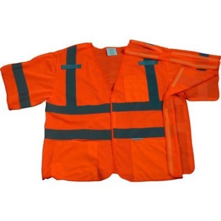PETRA ROC INC Petra Roc 5-Point Breakaway Short Sleeve Safety Vest, ANSI Class 3, Polyester Mesh, Orange, 2XL/3XL OVM3-5PB-2X/3X
